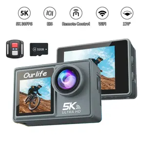 5K Action Camera 4K60FPS Dual IPS Screen EIS 170 °   30M Waterproof 5X Zoom Sport Camera With Remote Control & Pre Recording portable body camera