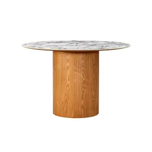 Tamara 47" Marble Ceramic Round Dinette Table