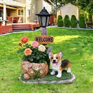 ARCH Corgi Dog Planter Garden Decor   WL