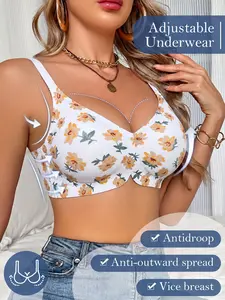 Women's Bralette with Butterfly Pattern, Seamless Jelly Gel Underwire-Free Push-Up Bra, Comfortable Breathable Supportive Lingerie