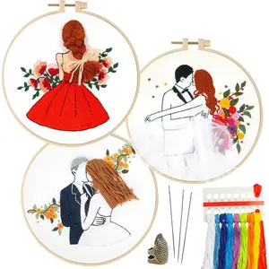 Embroidery Kits for Beginners, Adult Starter  Stitch Kit Needlepoint Complete DIY Kit with  Patterns, Hoop, Colorful Threads, Tools, Step by Step Instructions & Video Tutorial