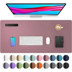 Leather Desk Pad Protector, Mouse Pad, Office Desk Mat, 31.5" x 15.7" Non-Slip PU Leather Desk Blotter, Laptop Desk Pad, Waterproof Desk Writing Pad for Office and Home (Dark Pink)