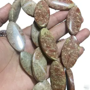 Unakite Flat Rice Beads