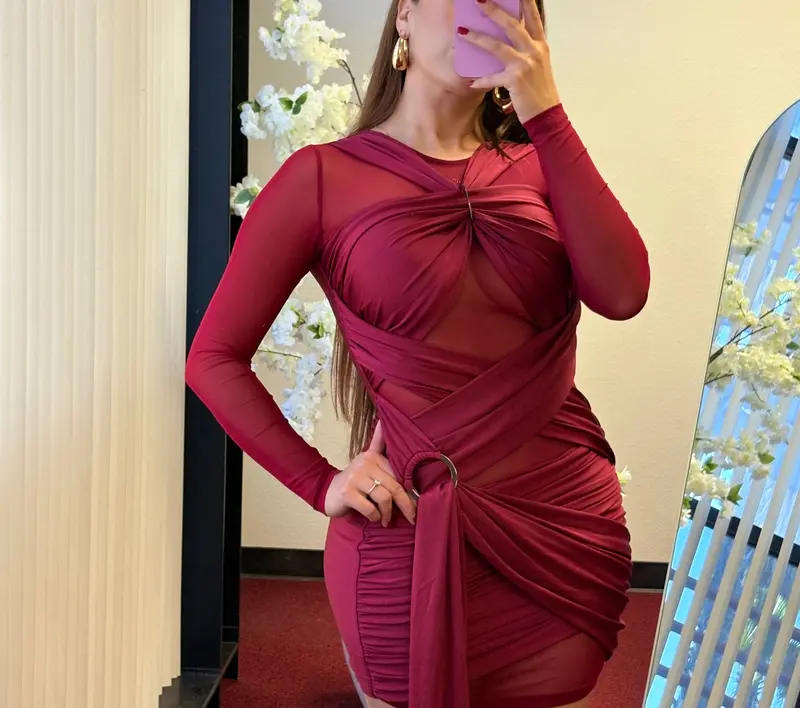 chinese dress ladies Lucy Red Long Sleeve Mini Dress - US 8 main image 0