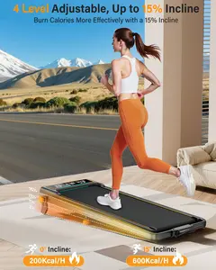 Trisomy-B30 Treadmill Walking Pad with 15% Incline/Handle Bar/2 LED Display, 3.5HP Portable Treadmills for Home Small, Foldable Walking Pad Treadmill 350+lb Capacity, Smart App, 4 Adjustable Incline, RGB Light