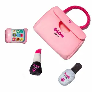 Glow Pups Plush Pink Hide-and-Seek Purse Dog Toy Set with Crinkly Sound Interactive Toys
