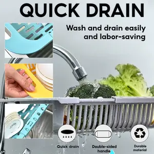 Expandable Sink Strainer Basket – Hollow-Out Dish Drying Rack for Fruits, Vegetables & Utensils – Space-Saving Kitchen Organizer for Apartments, RVs – Perfect for Thanksgiving & Christmas Prep