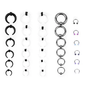 Ear Gauges Stretching Kit 14g-00g Sprial Tapers Plugs Expander Sets Heart Tunnels Piering Horeseshoes Taper For Ears