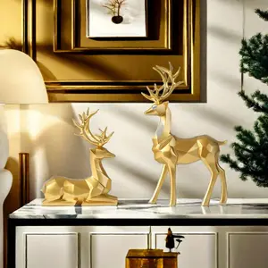 2-piece/set Reindeer, Christmas and New Year wedding figurine decoration, desk, home decoration handicraft, room decoration reindeer and TV cabinet creative reindeer accessories, perfect living room and warm decoration gifts