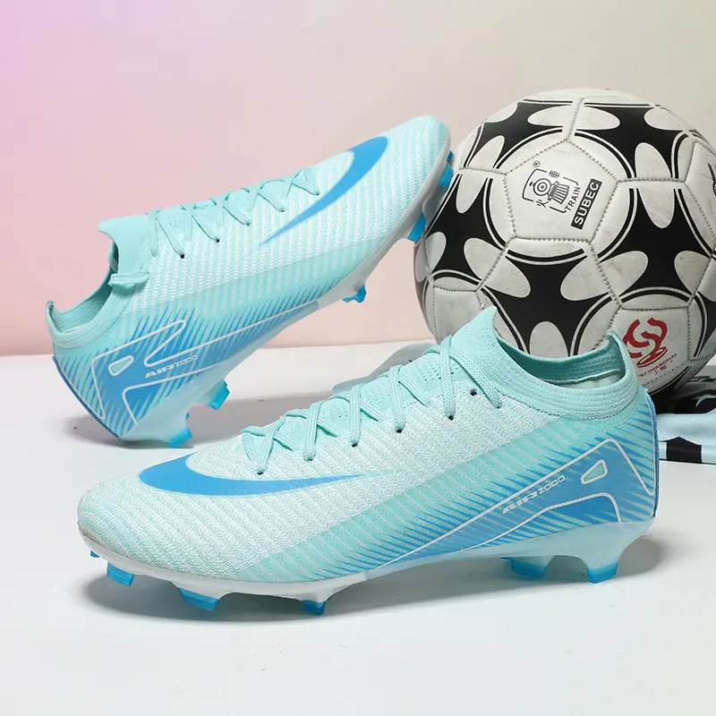 Football shoes for students, AG long spikes, TF cleats, sports shoes for teenagers, men and women, seamless fly-knit low-top training shoes