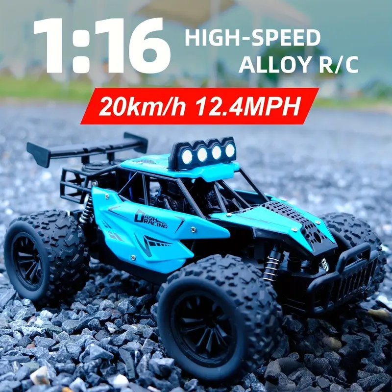 1:16 Remote Control Off-Road Toy Car - 2.4Ghz All-Terrain RC Car for Kids & Adults, Can climb and drift, with LED Lights, Durable Boys Girls Holiday Birthday Gift (Age 3+) - Novelty Party Favors