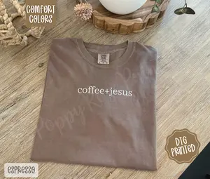 Coffee + Jesus Comfort Colors Embroidered Tshirt