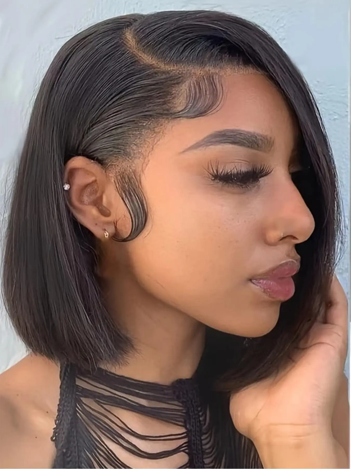 200 Density Bob Straight Wigs with 4C Edge Baby Hair, 5x5 HD Lace Front Human Hair Wig Glueless, Soft Natural Look Pre Plucked