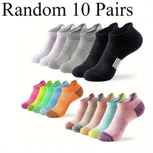 10Pairs Random Thin Macaron Colored Professional Running Socks, Breathable Mesh, Odor Proof and Sweat Absorbing, Sports Socks Womenswear Bridal