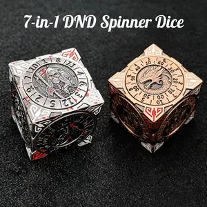 DND Spinning Dice – Unique 7-Piece Metal Cube D&D Dice Set with 3D Relief Dungeon Design – Cool Polyhedral RPG Dice & Fantasy Tabletop Gaming Accessory – Perfect Dungeons & Dragons Gift