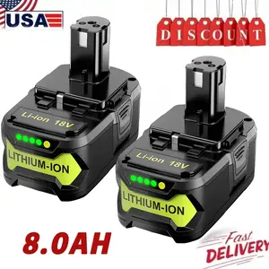 8.0Ah 18V For RYOBI Tool Battery P108 P102 One Plus High Capacity 18Volt Lithium