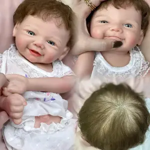 16.5 Inch Lovely Vivienne Soft Silicone Girl Doll With Rooted Hair 3D Painted Skin Open Mouth Handmade Waterproof Flexible Newborn Doll Toys For Christmas Present