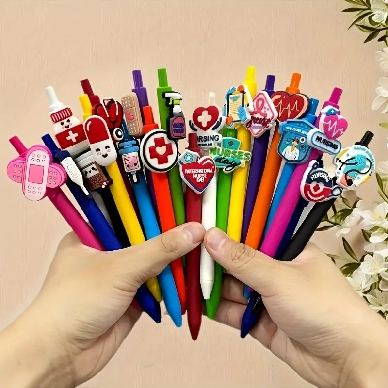 10/20-Pack Nurse's Pens, Novelty Pens - Assorted Medical-Themed Plastic Pens with No Feather Tip, Vibrant Colors & Fun Nursing Icons (Stethoscope, Heart) - Perfect for Nurses, Medical Assistants, Students - Gift Idea, Nurse Pens, Durable Writing Tool