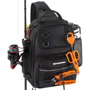 BaitSpace Fishing Sling Bag, Fishing Backpack with Rod & Beverage Holder, Tackle Bag for Fishing Gear