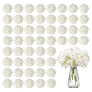 VEVOR Artificial Flowers, 65 pcs Real Looking White Silk Fake Hydrangea Bulk, White Faux Bridal Shower with Stems for DIY Wedding Bouquets, Home Centerpieces Arrangements, Party Tables Decorations