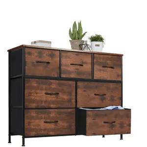 on sale-Dresser for Bedroom, Storage Drawers, TV Stand Fabric Storage Tower with 7 Drawers, Chest of Drawers with Fabric Bins, Wooden Top for TV up to 45 inch, for Kid room, Closet, Entryway, Nursery