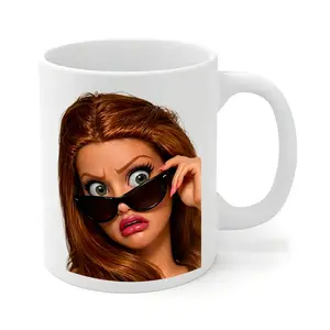 Funny Shocked Sunglasses Peeking Mug - Gag Gift Coffee Mug, Ready to Gift Humorous Funny Mug, Funny Novelty Mug, Cool Face Mug, Creative Prank Gift Mug