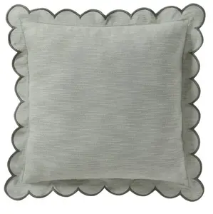 19in x 19 in Sage Green Scallop Flange Cotton-Rich Decorate Pillow