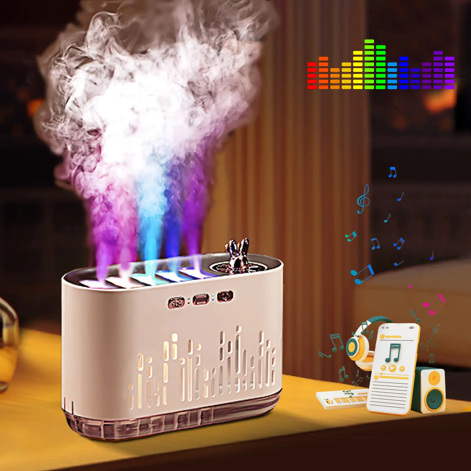 Multifunction Humidifier essential oil diffuser Portable Device,Mist Humidifiers bedroom essentials, Air Purifier Aroma Diffuser with Led Lights Fra