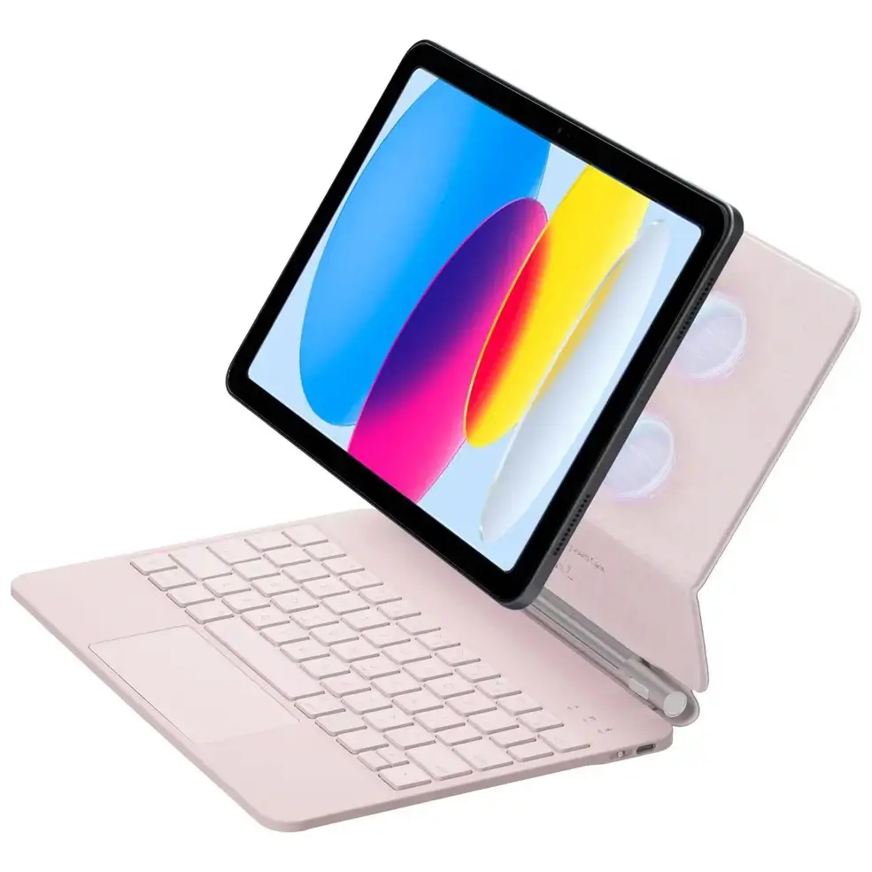 Magnetic Keyboard & Tablet Case, 1 Count Rechargeable Touchpad Keyboard with Touch Trackpad for iPad 10th Generation 2022 & 11th (A16, 2025) - pink color