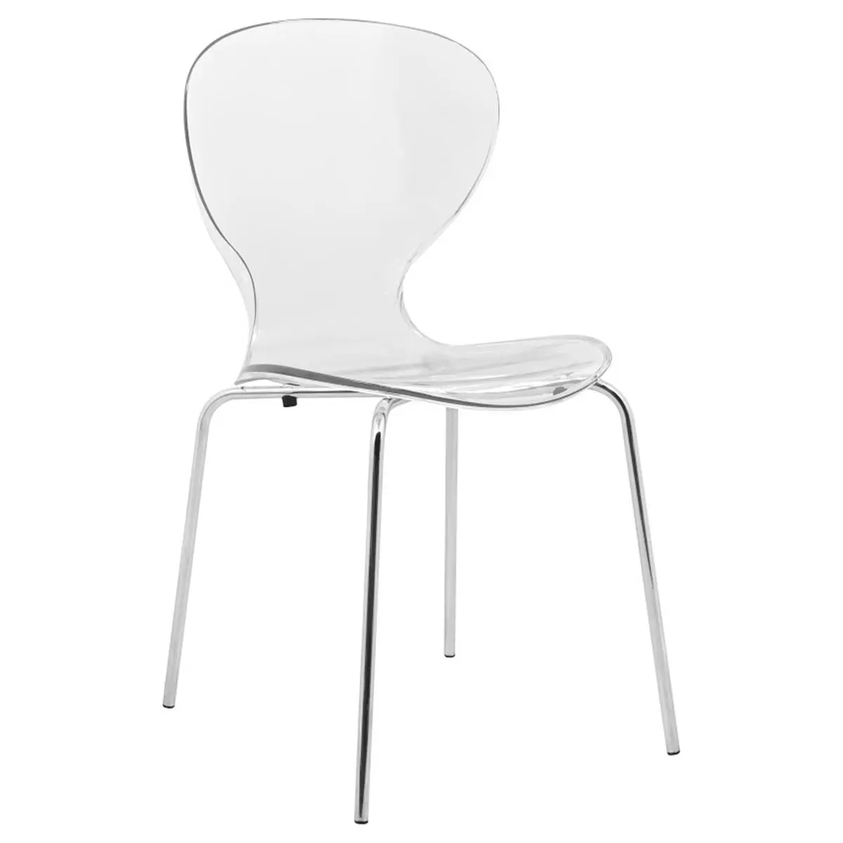 LeisureMod  Modern Oyster Transparent Side Chair, Clear