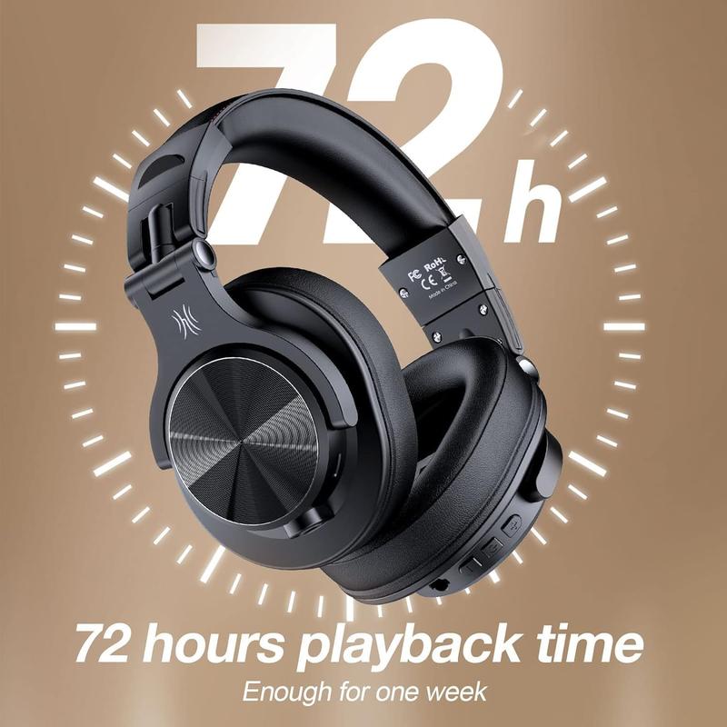 OneOdio Fusion A70 Bluetooth Over Ear Headphones with 72H Playtime Hi-Res Sound 40mm Driver 3.5mm & 6.35mm Audio Jack for DJ Studio Monitor Mixing Flip-to-Mute Rotating Boom Mic, 50mm Drivers, Wired 3.5mm for PC, PS5, PS4, Xbox Series X/S, Xbox one,Switch