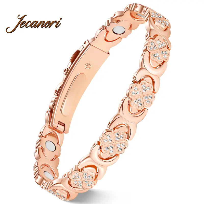 Jecanori Female Modern Stackable Copper Magnetic Bangles - 3500Gauss, Stretch Design Elastic Bracelets, Bracelets Stacking Arm Candy for Anniversary Gifts, One Size