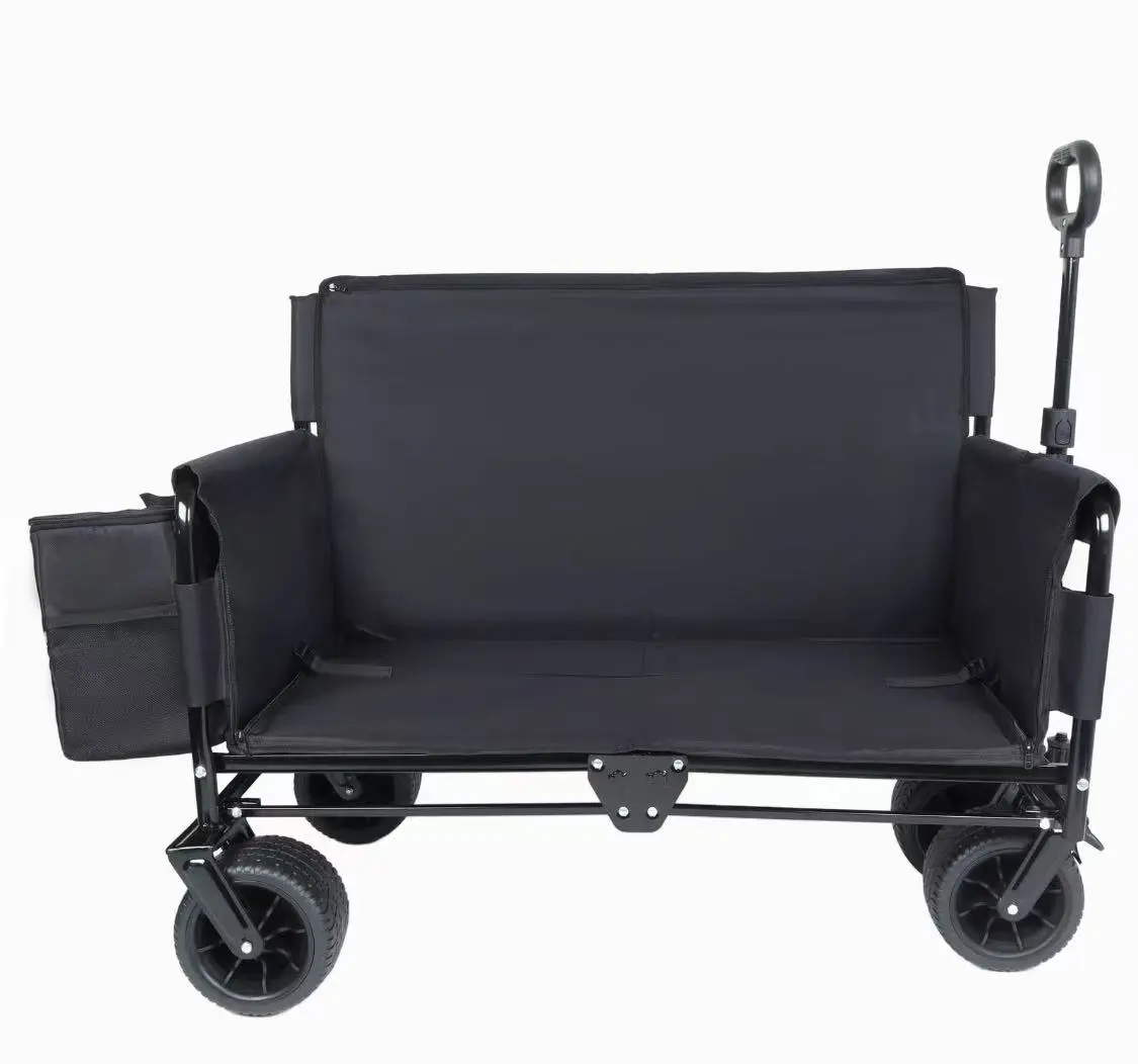Collapsible Folding Wagon PushCart - Oxford Cloth Quick-Fold Utility Trolley,102L Large Capacity, 330 lbs Load Capacity,Wheels, Adjustable Handle, for OutdoorCamping, Beach Outings