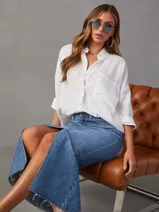 Women's Straight Leg Split Denim Skirt, Front Back Pockets, High Slit, Natural Waist, Casual Midi Skirt, Summer Fashion