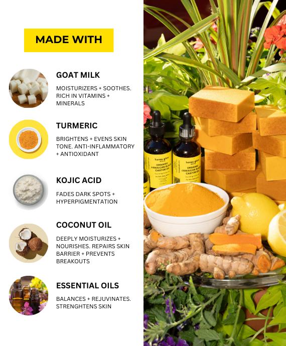 Honey Glow 3-Pack Lemon Turmeric & Kojic Acid Brighetning Soap, Dark Spot Remover, Kojic Acid Soap Body Care Body Wash Coconut Organic Natural Ingredients Skin Brightener