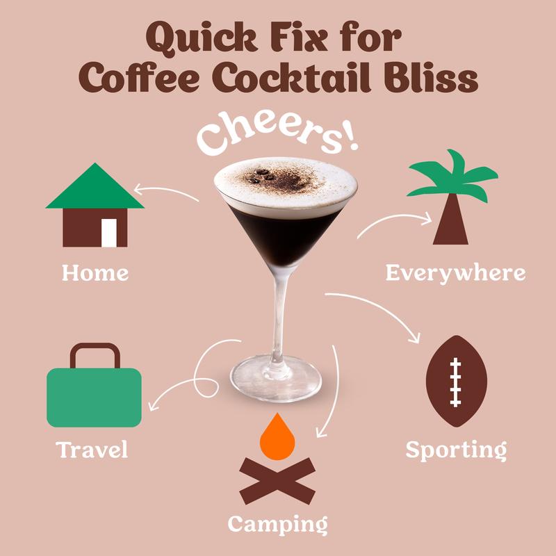 Craftmix Espresso Martini – Instant Espresso Cocktail & Mocktail Mix | Bold Coffee Flavor, 30mg Caffeine | Low Sugar, 25 Calories, Vegan & Gluten-Free (12 or 36 Pack)