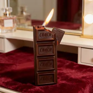 Chocolate Bar Cute Lighter (Without Gas) - Realistic Chocolate Bar Shaped, Plastic Material, Wind-Resistant Flame, And Refillable Butane System - Innovative Gift for Christmas (Butane Gas Not Included)