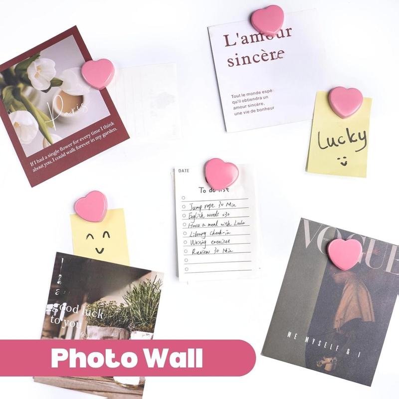 20PCS Strong Fridge Magnets - Heavy Duty Small Magnets for Whiteboard, Craft & Lockers | Cute Decorative Kitchen Office Classroom Magnet | Mini Heart Pink Refrigerator Magnets for Home School