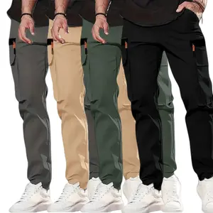 Men's 4-Pack Casual Solid-Color Athletic Pants - 4-in-1, Body-Fitting, Lightweight Soft Polyester Fabric, Multiple Pockets, Comfortable Streetwear Joggers for Casual Wear, 4-In-1 Men's Pants, Body-Fitting Men's Pants