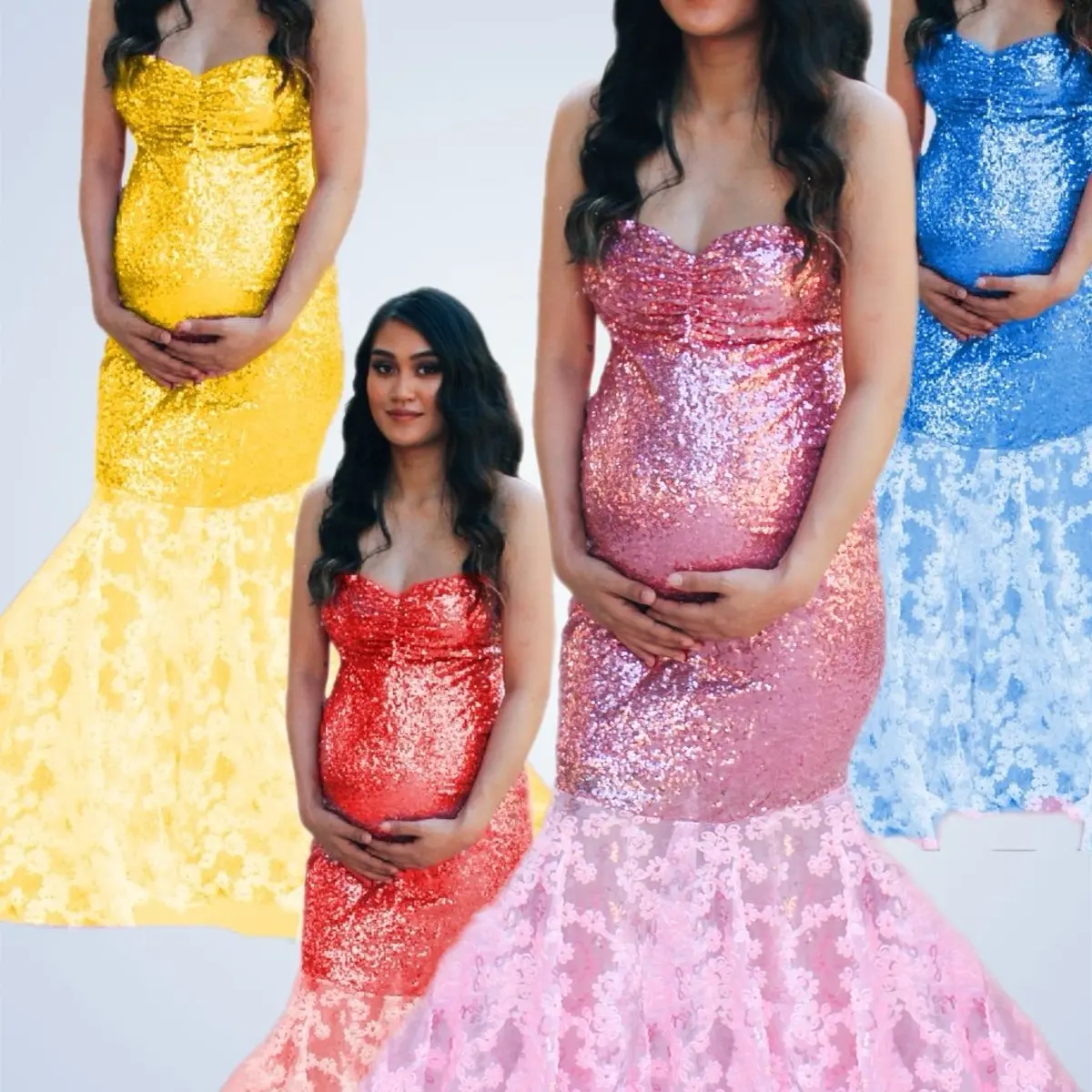 Maternity sequins mermaid sweetheart top, pregnancy dress