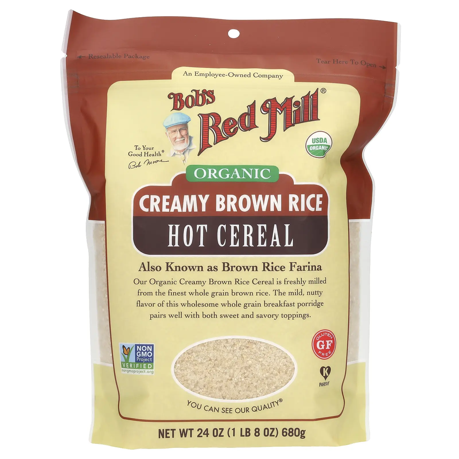 Bob's Red Mill Organic Creamy Brown Rice, Hot Cereal, 24 oz (680 g) Bob's Red Mill Organic Creamy Brown Rice, Hot Cereal, 24 oz (680 g)