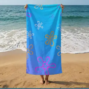 High-Quality Spongebob Bikini Bottoms Beach Sky Flower Pattern Bath Towel, Super Absorbent Quick-Dry Swimming Towel for Beach Pool Camping Travel Home Use Beach Towels