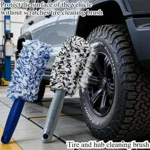 2-Pack Car Wheel HUB Cleaning Brushes, Deep Clean No Scratches, Durable Plastic Handle, for Cars Trucks Motorcycles, High-Quality Tool, Car Detailing Tools
