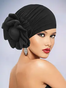 Women's Elegant Flower Design Turban Hat Trendy Breathable Head Wrap, Versatile African-inspired Turban for Daily Use Turban Hijab