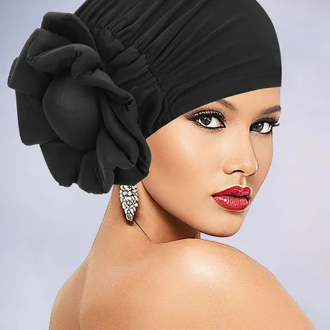 Women's Elegant Flower Design Turban Hat Trendy Breathable Head Wrap Turban Wraps, Versatile African-inspired Turban for Daily Use Turban Hijab