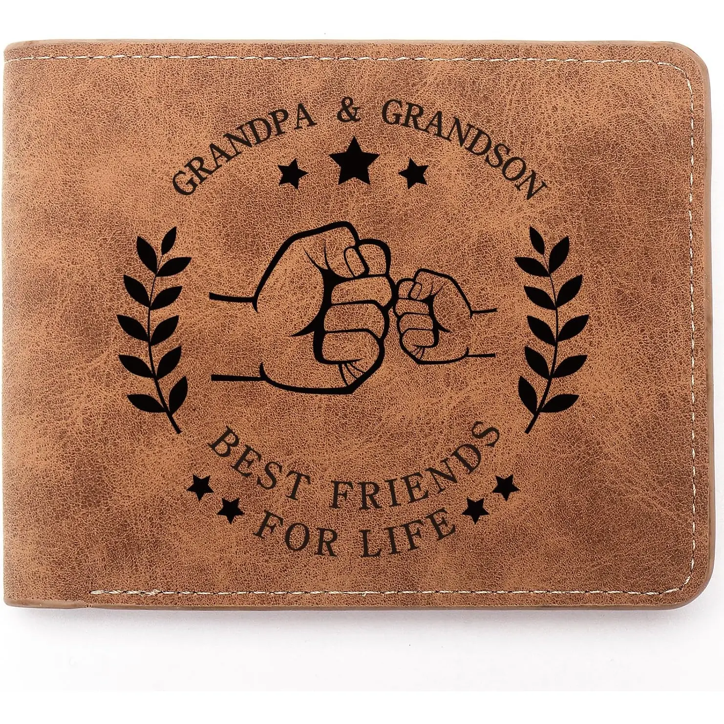 Grandpa Gifts from Grandson,Leather Wallet for Men,Engraved Personalized Leather Wallet,Birthday Gifts,Father's Day Gifts(Grandpa)
