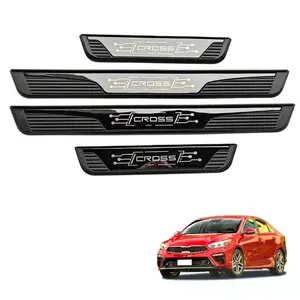 Car Accessories Forkia Forte Accessories 2022-2025 Cross Door Sill Trim With Stainless Steel Abs Plastic Kick Plate Protectors Car Stickers Auto Parts Car Styling