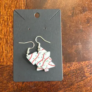 Christmas Tree Cake Earrings - Festive Holiday Earrings