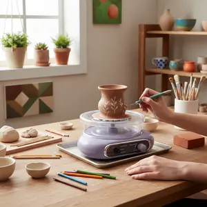 Complete Pottery Kit with Wheel Clay Paints Brushes for Home DIY Pottery Class