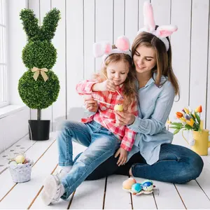 Topiary Tree – Bunny Rabbit Shaped Topiary for Garden, UV Resistant Artificial Hedge Plant for Outdoor Patio, Decorative Faux Shrub for Front Porch, Unique Yard Art for Spring Easter, Whimsical Home Decor